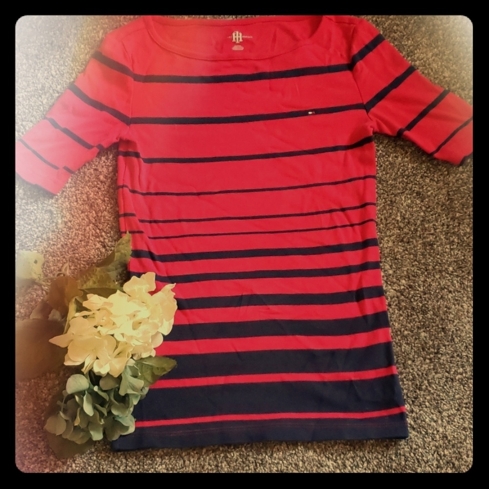 T.Hilfiger Red and black striped shirt